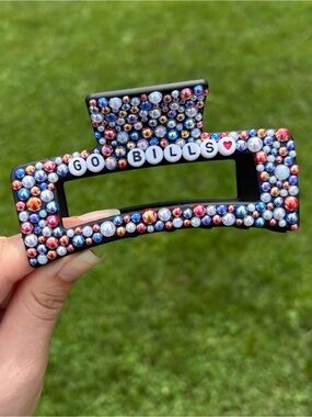 Handmade Embellished 'GO BILLS' Hair Clip